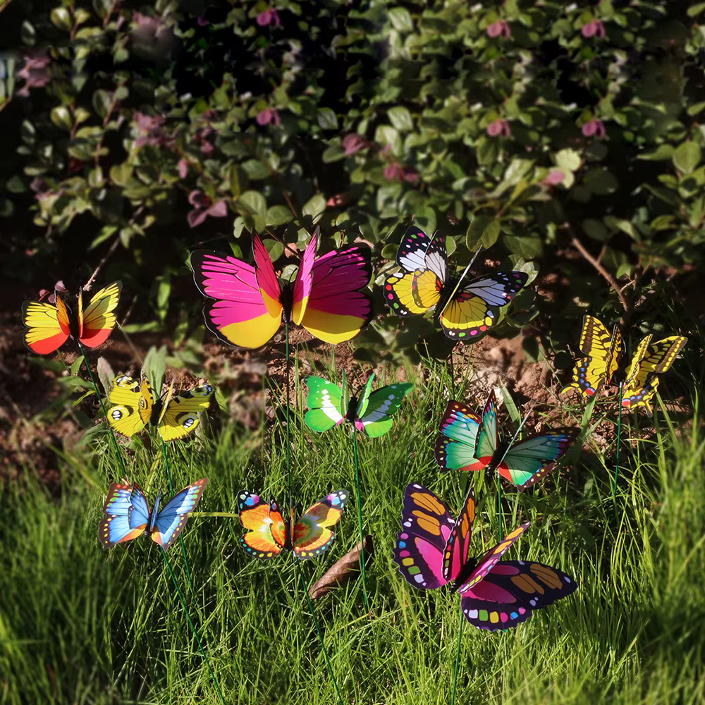 Grand jardinière de jardin papillon colorée, 10 pièces, piquets de papillon 3D imperméables, décorat