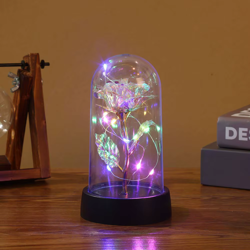 Rose galAct enchantée LED avec lumières dégradées, rose éternelle en breton, fête des mères, fête de