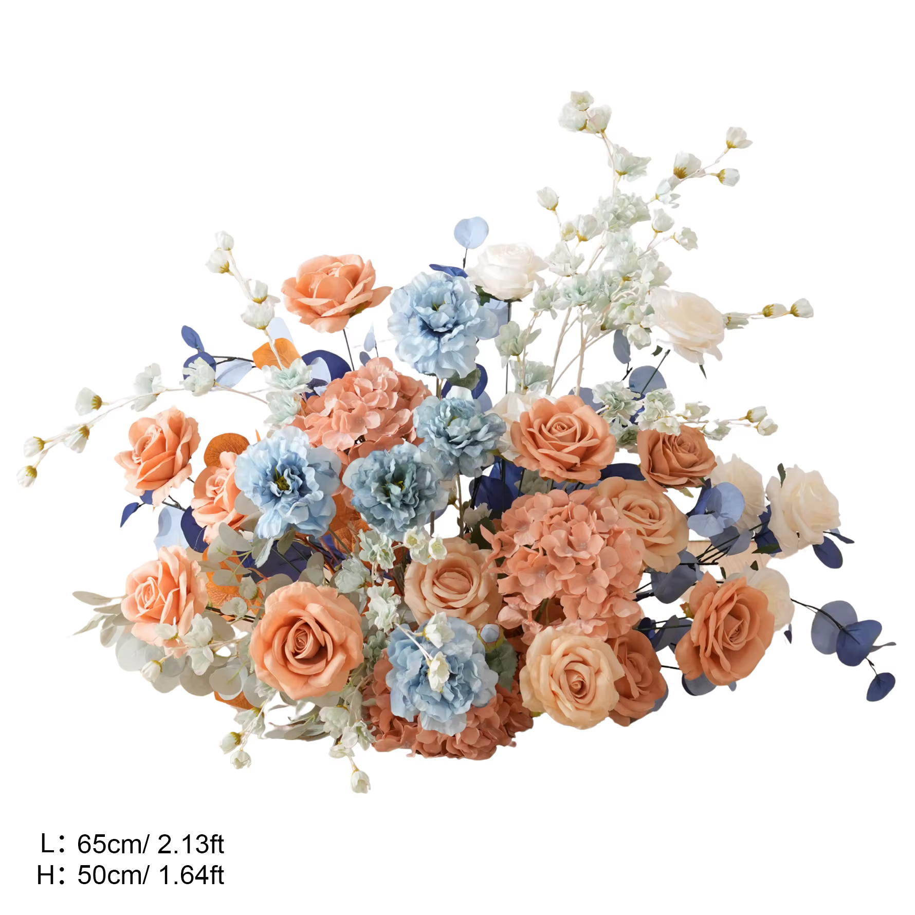 Angela Flower A9048 Arrangement Floral suspendu bleu Orange pour toile de fond de mariage passerelle