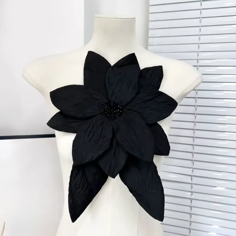 Broches à grandes fleurs plissées en tissu Vintage, épingles à revers élégantes à la mode pour femme