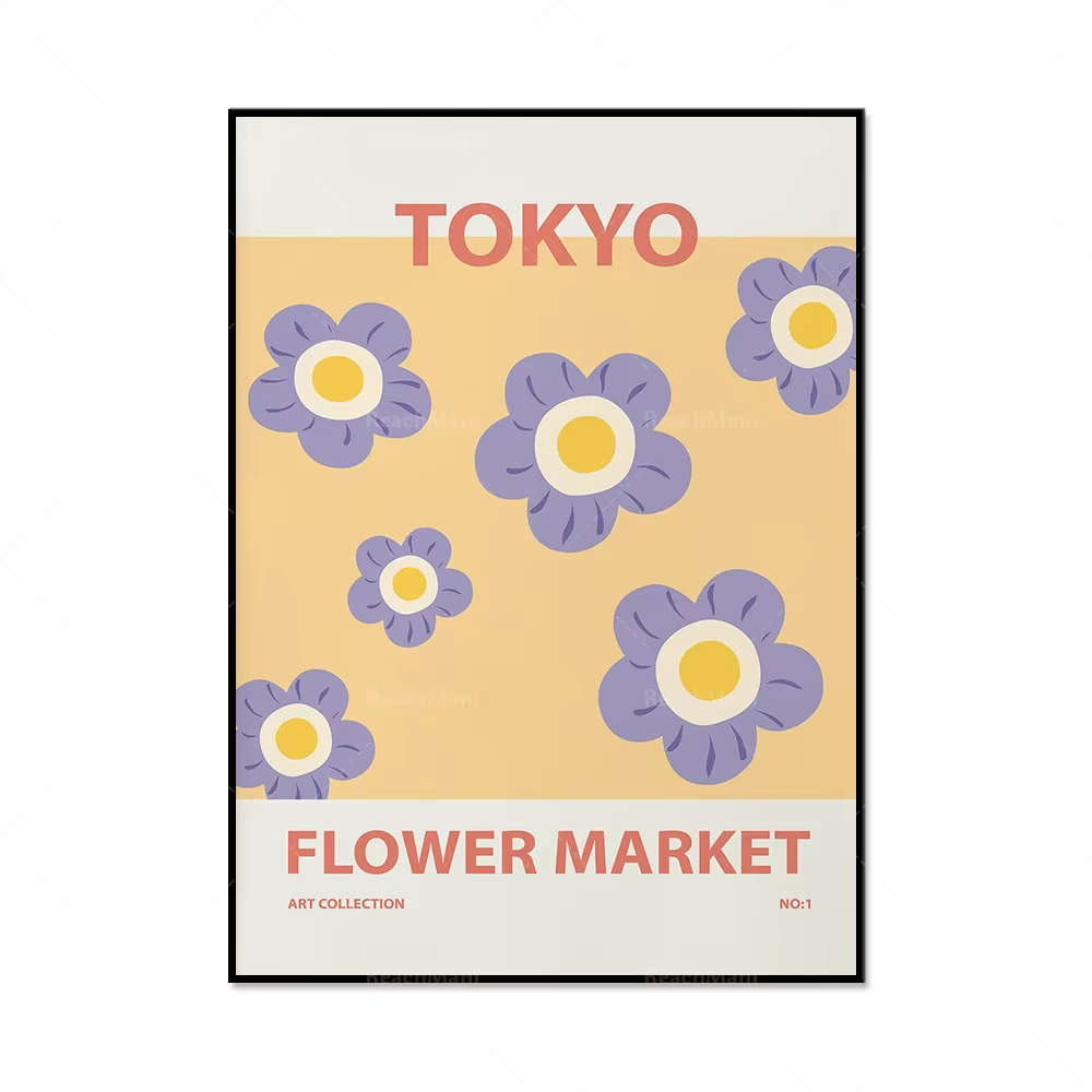 Affiche de magasin de fleurs, Amsterdam, Journ, Londres, Copenhague, Paris, marché Takflower, mur de