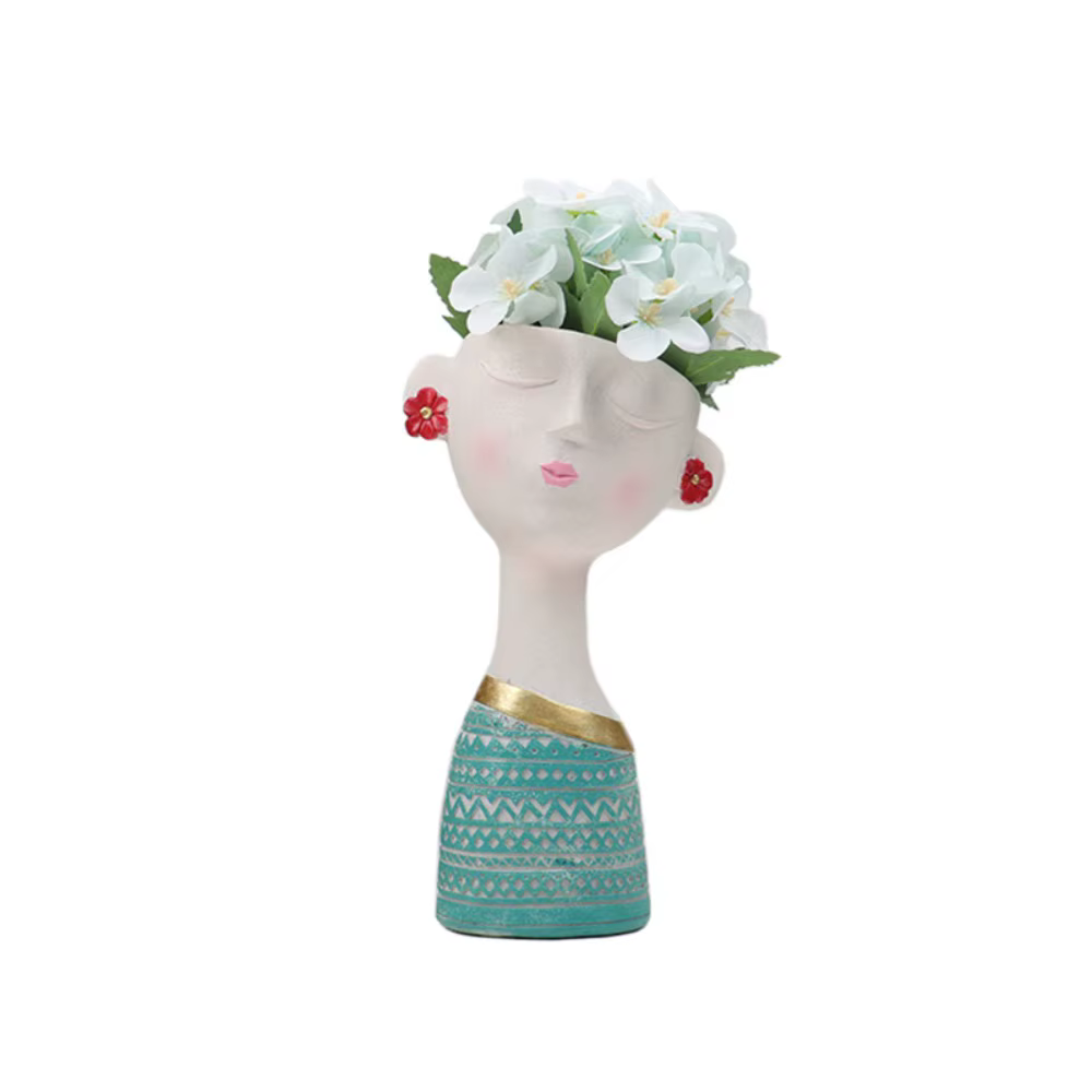 Mini pot de fleurs en résine, motif fille colorée, style nordique, multicolore, pour plantes