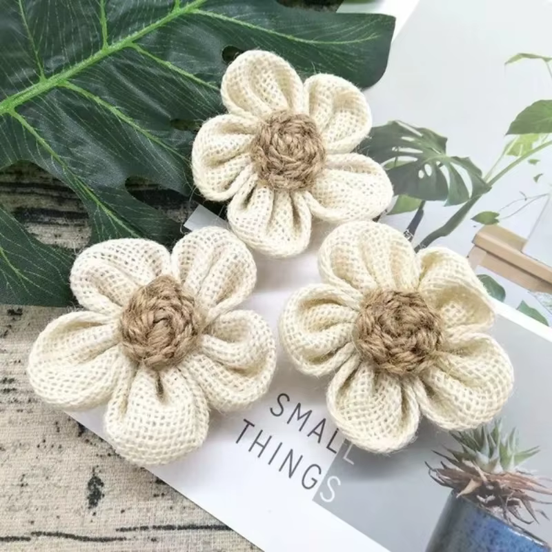 Toile de Jute naturelle faite à la main, fleur de souffle, fournitures artisanales de bricolage, fav