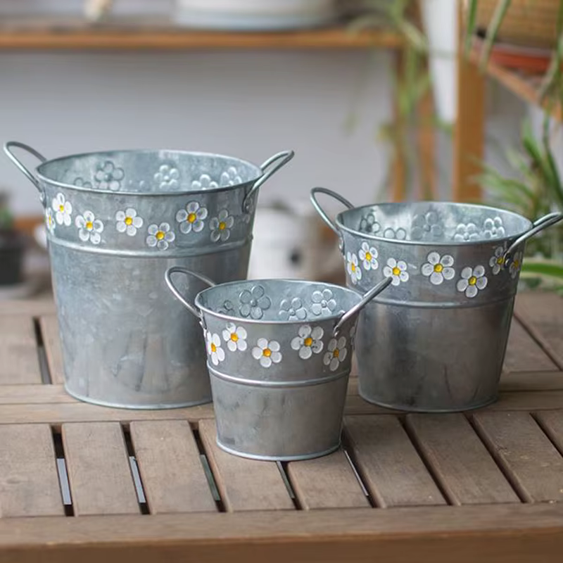 Pot de fleur en fer vintage, vase à fleurs de bureau, pot de fleurs pour plantes de balcon, E27