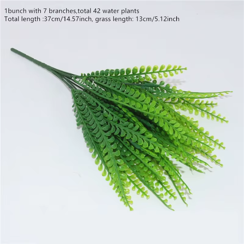 Plantes artificielles à 7 branches, herbe aquatique en plastique, fausse herbe persane, fougère, acc