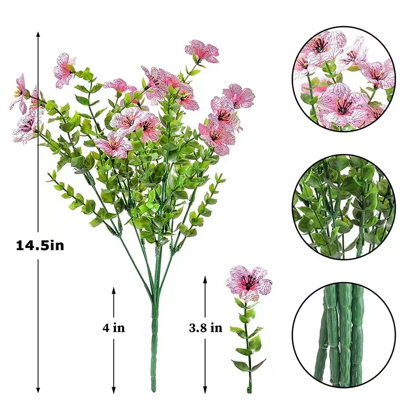 Fausses fleurs d'extérieur résistantes aux UV, plantes artificielles pour extérieur, cour, mariage, 