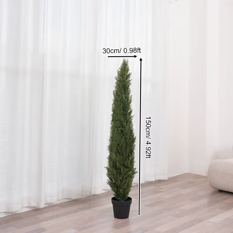 Grand Arbre Artificiel de 4.92/5.9/6.88/7.87ft, Faux Plantes de Sol Vertes avec Pot, Décoration de N