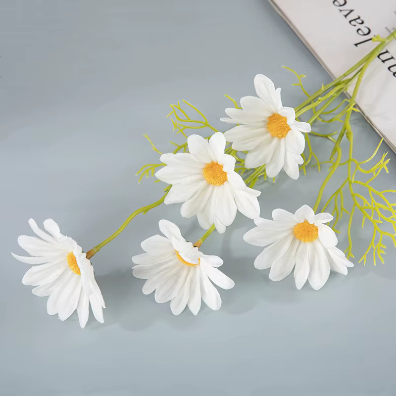 Fleurs de marguerite pour la fête de mariage, tournesol au toucher réel, décor de vase de table à la
