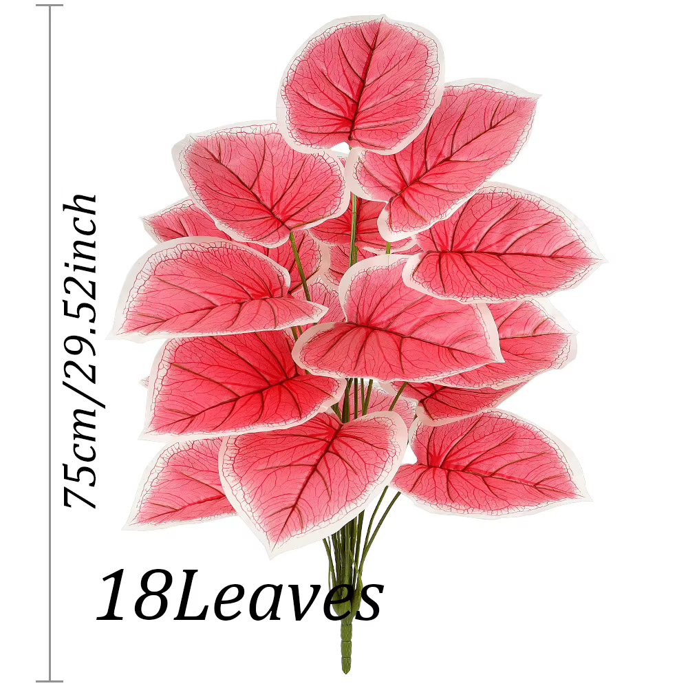 Plante artificielle de Caladium rose, 18 feuilles, fausses feuilles de Taro, fausses plantes pour la