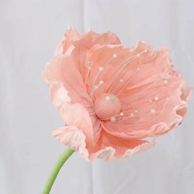 Fleurs artificielles en papier de pavot, support de fleurs de route de mariage, décoration de fond d