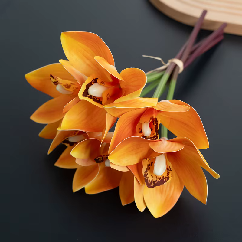 1 Bouquet de 6 fleurs d'orchidées simulées pour décoration de mariage, arrangement Floral, décoratio