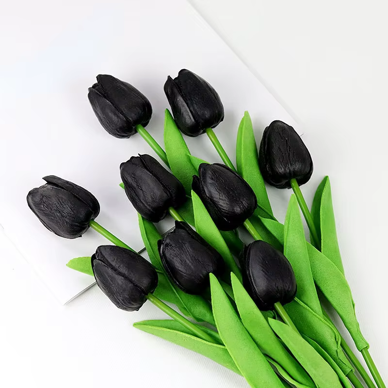 Bouquet de tulipes artificielles en PU au toucher réel, 34cm, 1 pièce, pour noël, Halloween, mariage