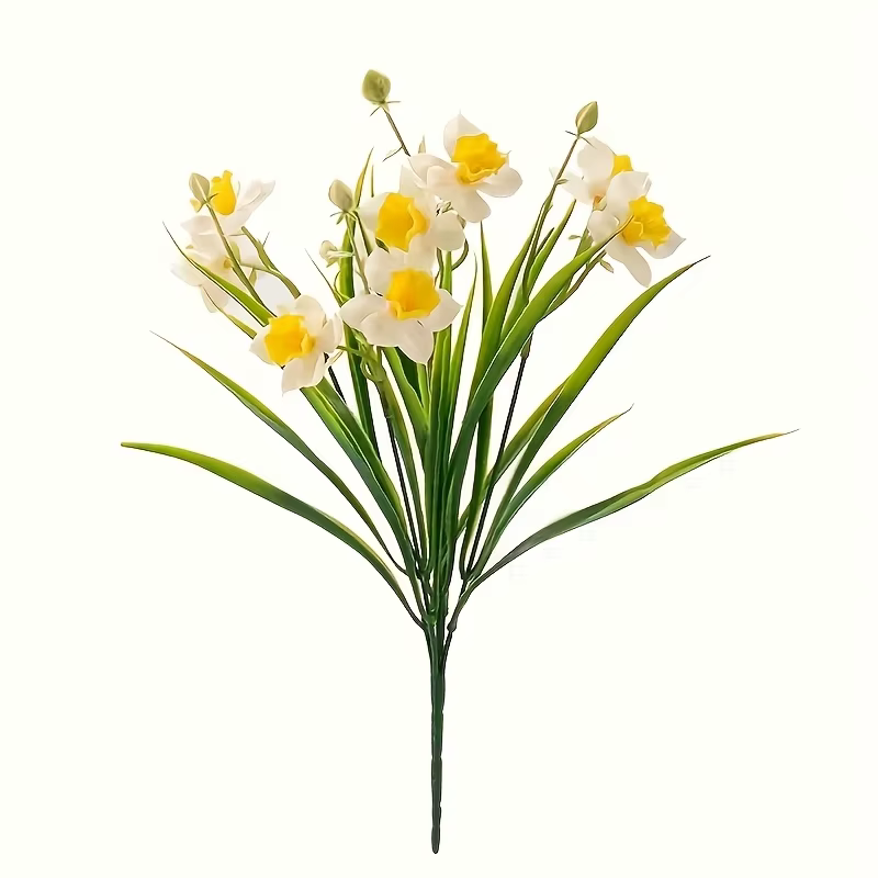 Fleurs de jonquille artificielles pour l'extérieur, fausses plantes, résistantes aux UV, fausses pla