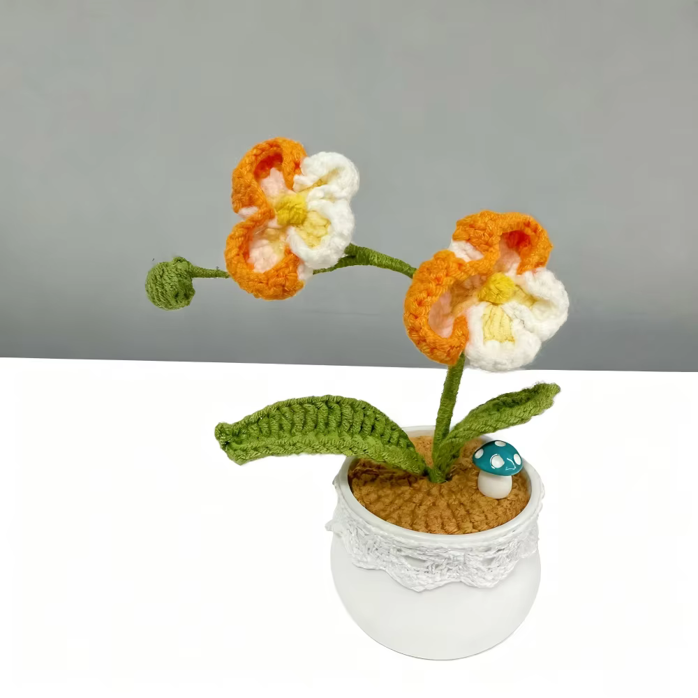 Orchidée papillon au Crochet faite à la main, Simulation de fleur en pot, décoration de mariage à do