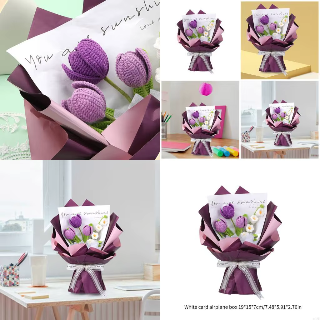 Le bouquet fleurs crochet ensemble pour le débutant adulte comprend l'instruction étape par étape