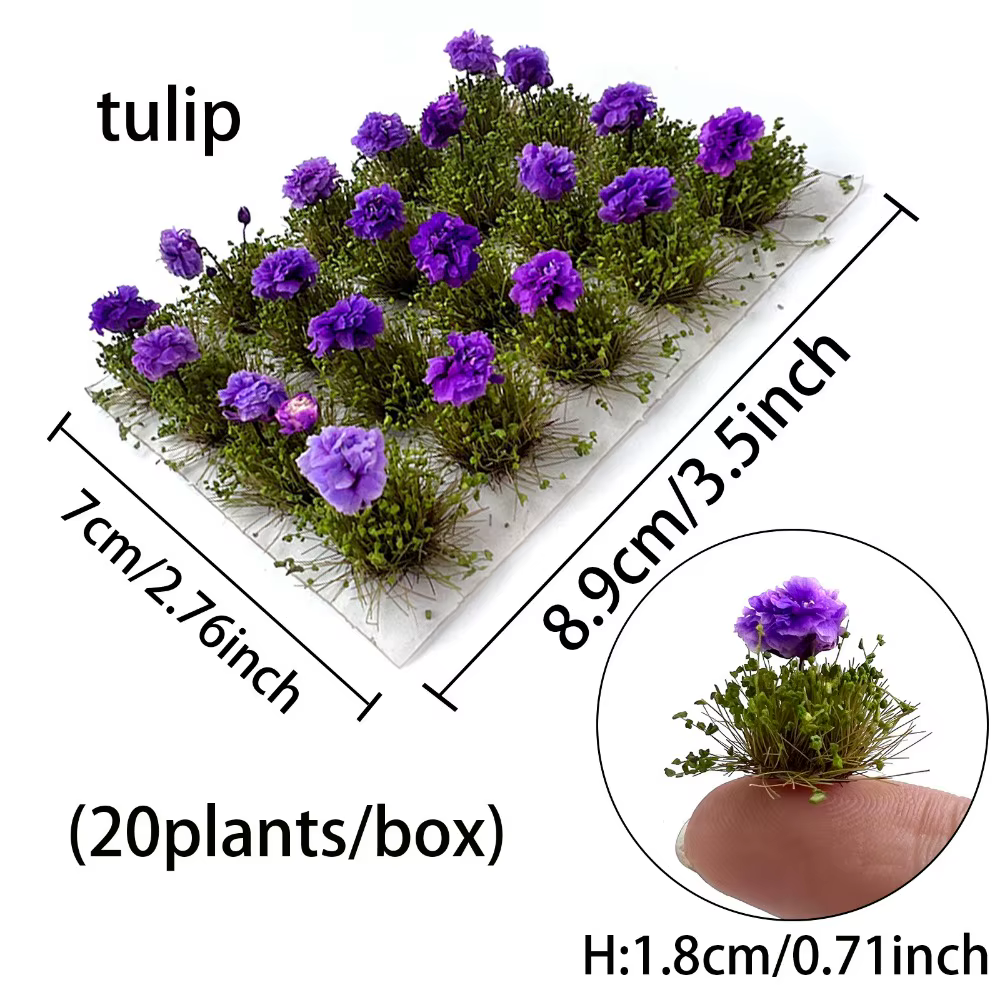 20 pièces de modèles de fleurs artificielles durables, hauteur 1,8 cm, 3 couleurs, modèle de bouquet