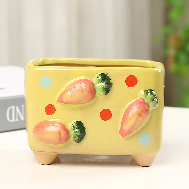 Pot de Fleurs Horticole Rectangulaire Personnalisé, Fruits Créatifs Pehonneur à la Main, Décoration 