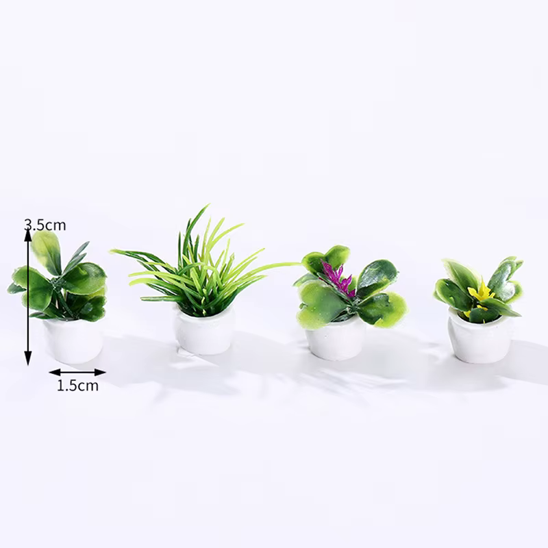 Plantes vertes miniatures en pot, maison de courses, arbre l'inventaire, modèle pour maison à beurre