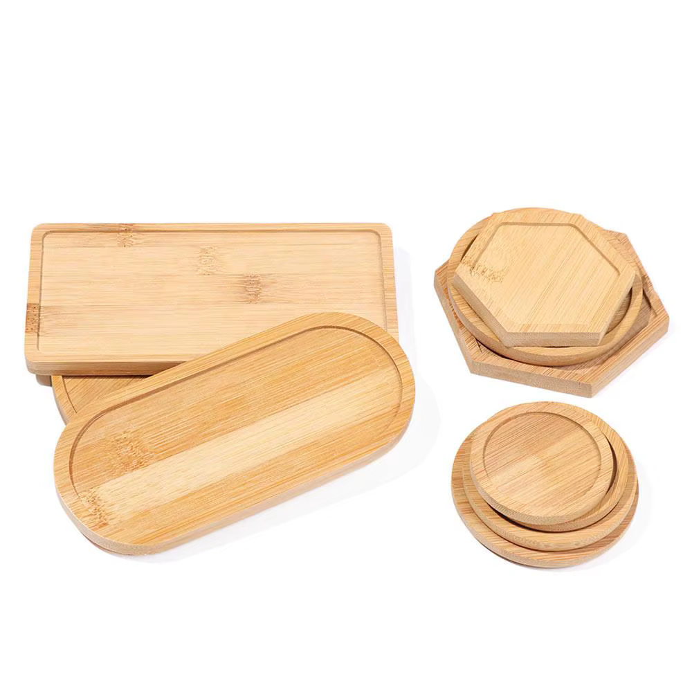 Pot de fleur multi bambou en bois d'escalier, dessous de verre, assiette décorative de cuisine, dess