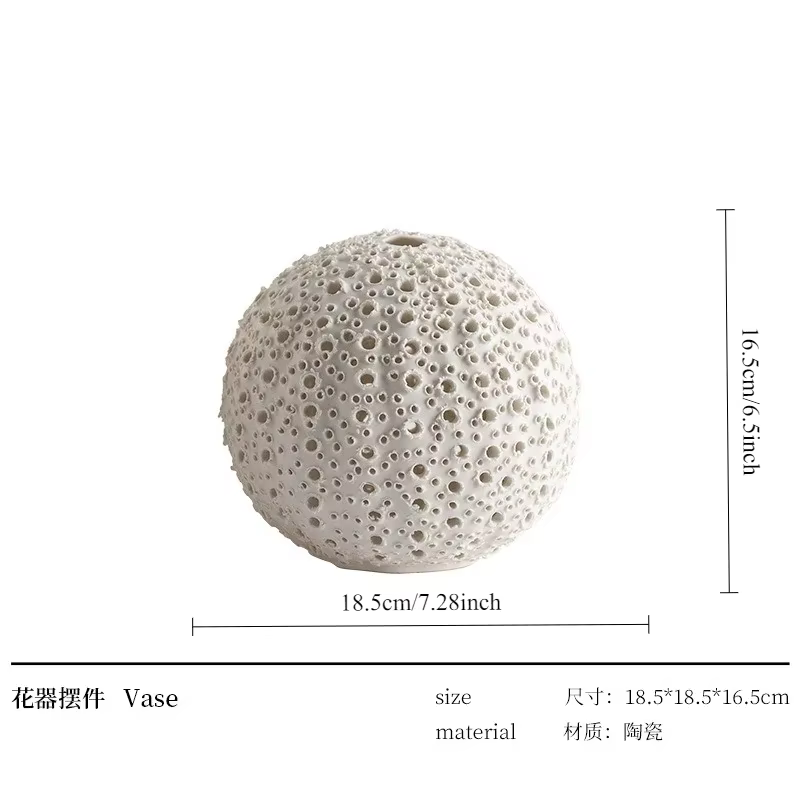 Vase circulaire en céramique corail ajouré, récipient pour fleurs séchées, conteneur pour arrangemen