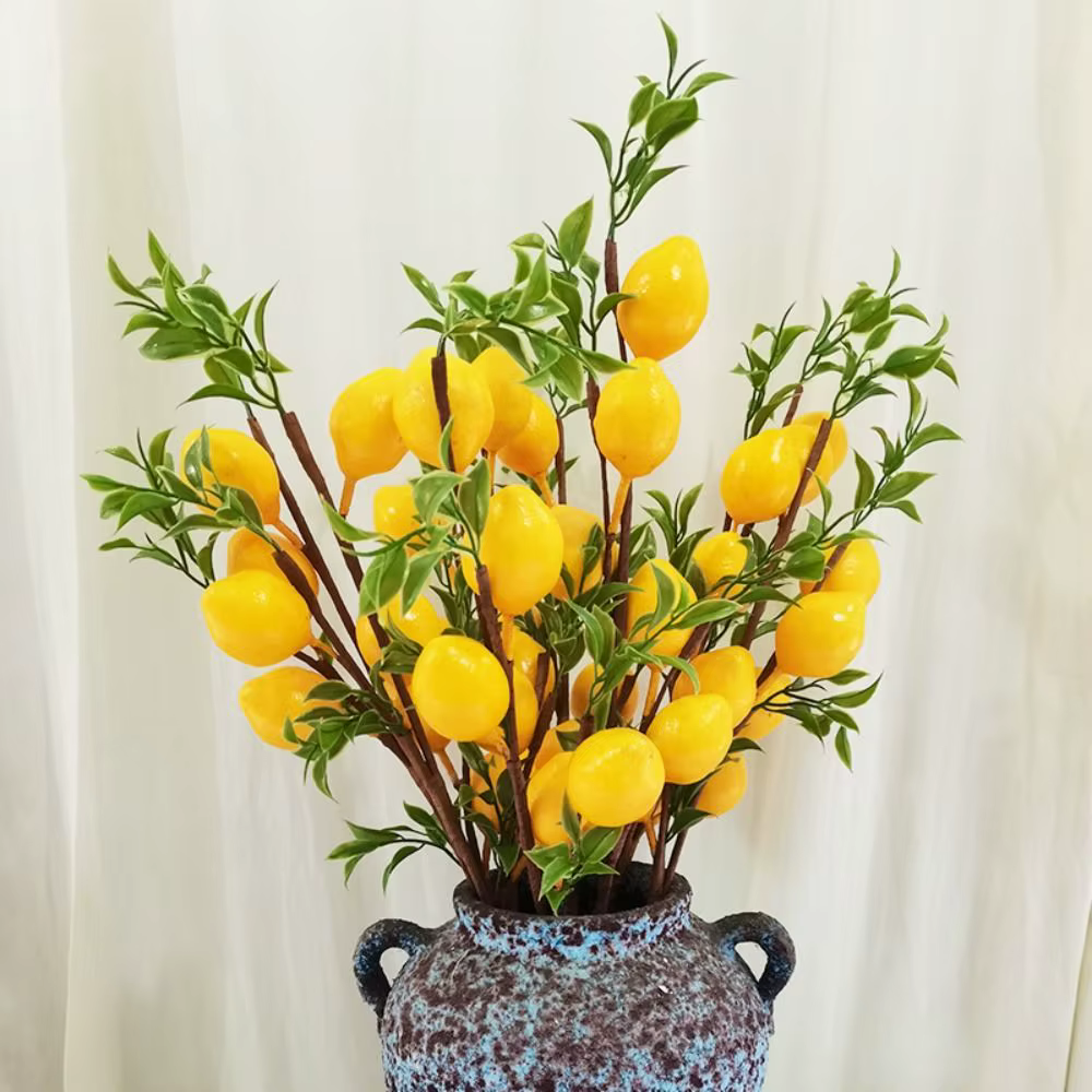 Branche de citron artificielle en plastique, plantes vertes à faire soi-même, Simulation d'arbre fru