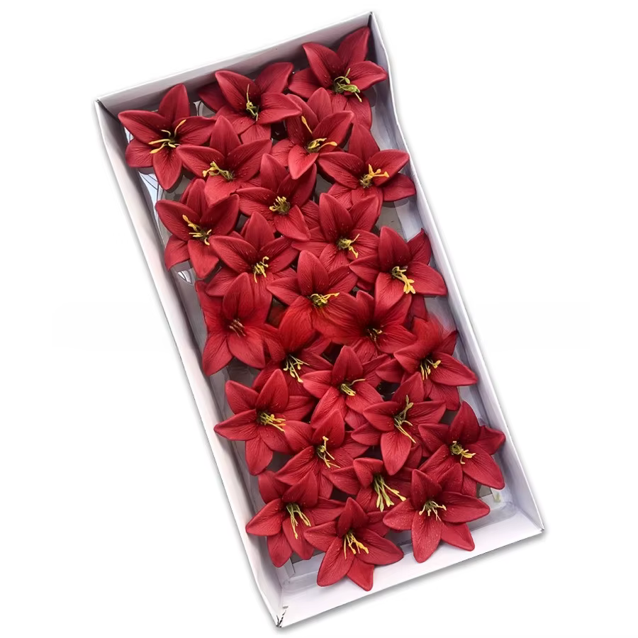Bouquet de fleurs de lys artificielles parfumées, 25 pièces/boîte, fait à la main, décorations pour