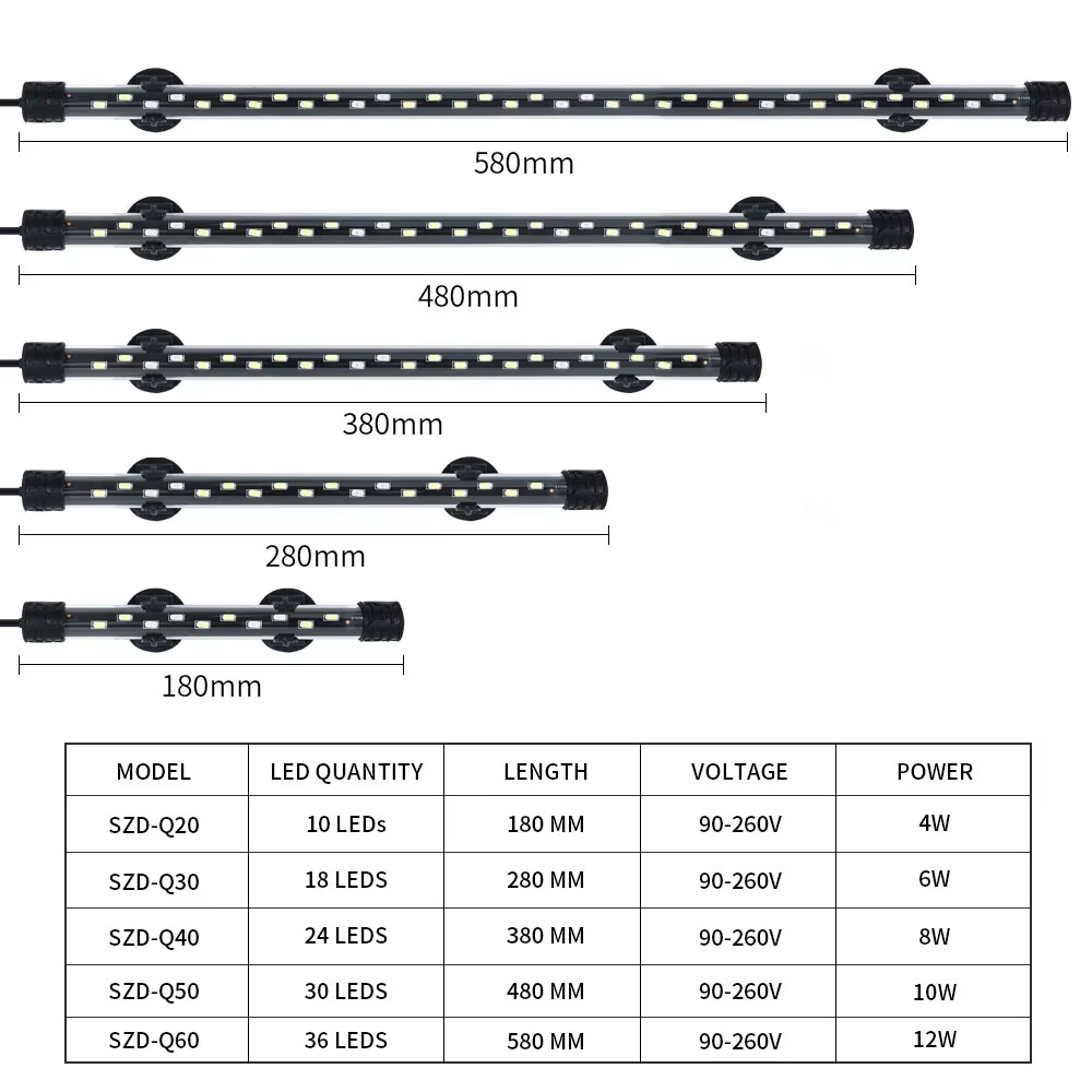 90-260V lumière d'aquarium LED étanche Aquarium pince lumière sous-marine décor éclairage lampe Subm