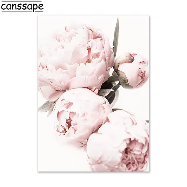 Toile avec fleurs roses et pivoines