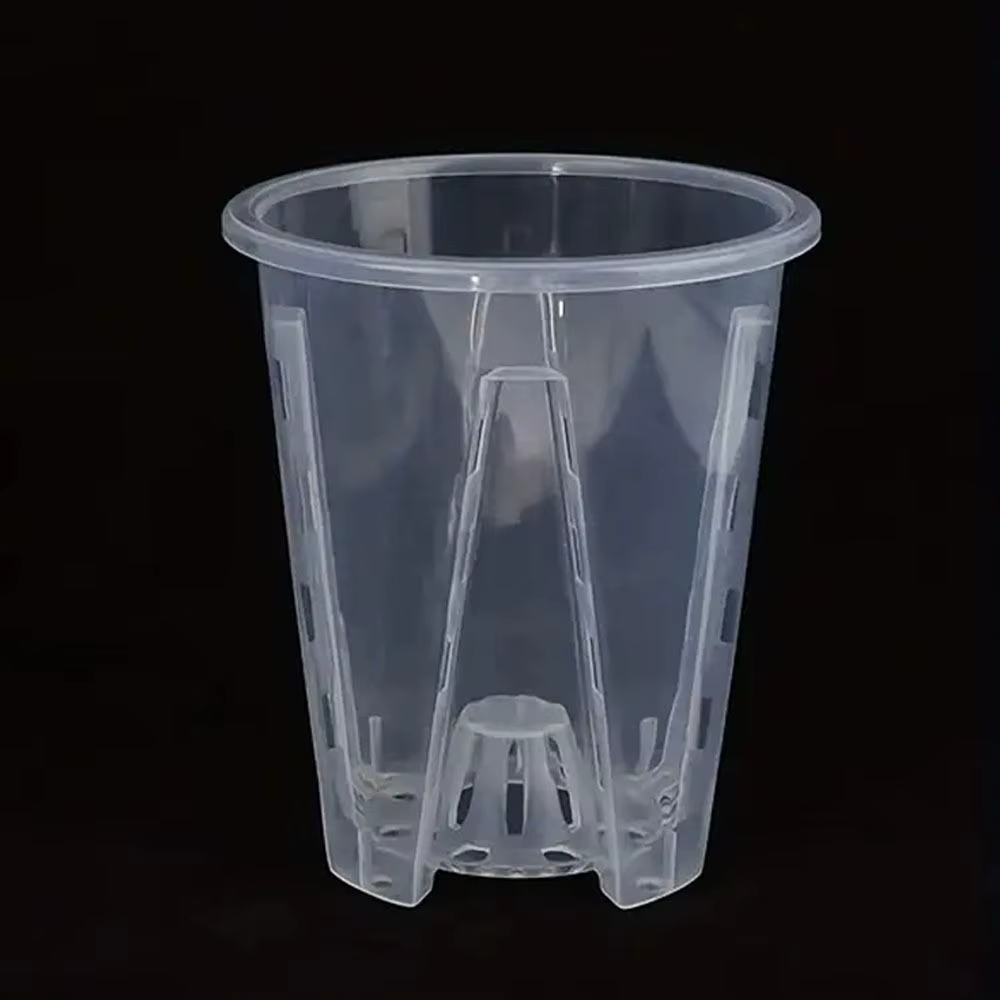 Pot de fleur Transparent en plastique, contrôle des racines respirant, avec plateau, Pots d'orchidée