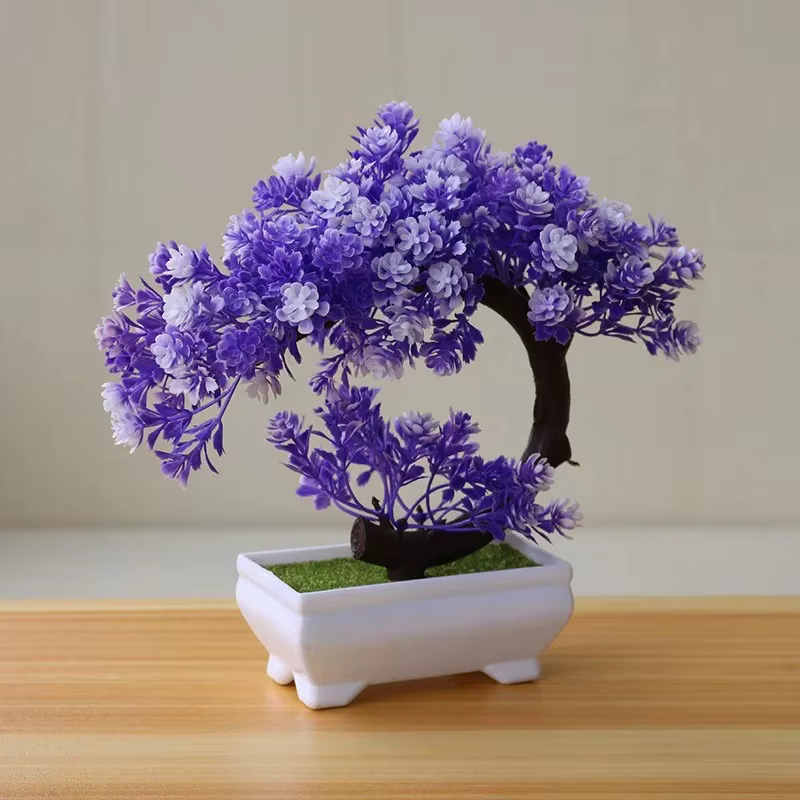Plantes artificielles bonsaï, simulation d'arbre en pot, fausses fleurs, ornements de Table en pot