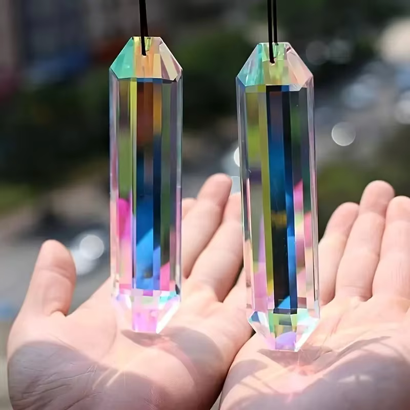 Pendentif prisme de fenêtre attrape-soleil 2 pièces, fabrication d'arc-en-ciel en cristal, ornement