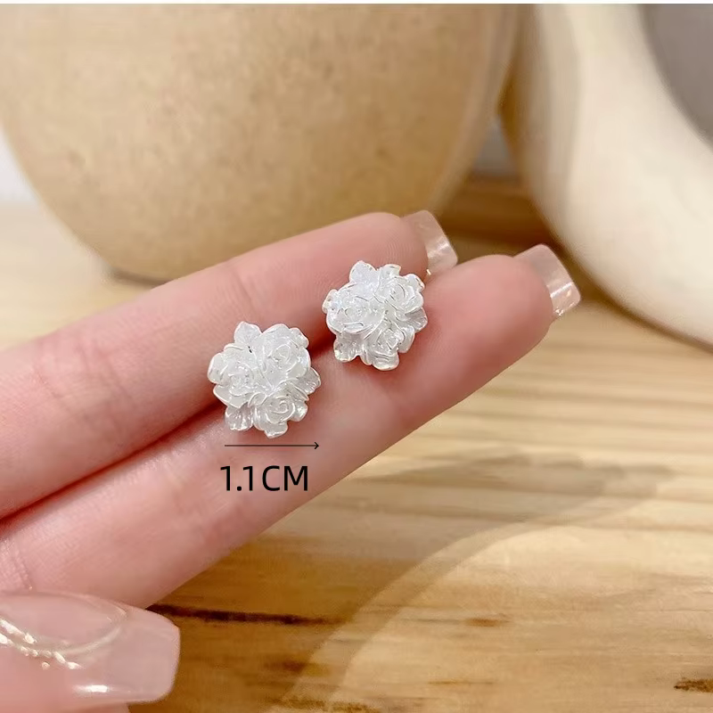 Grande fleur de camélia blanche, boucle d'oreille Simple et exagérée en résine, bijoux d'oreille pou