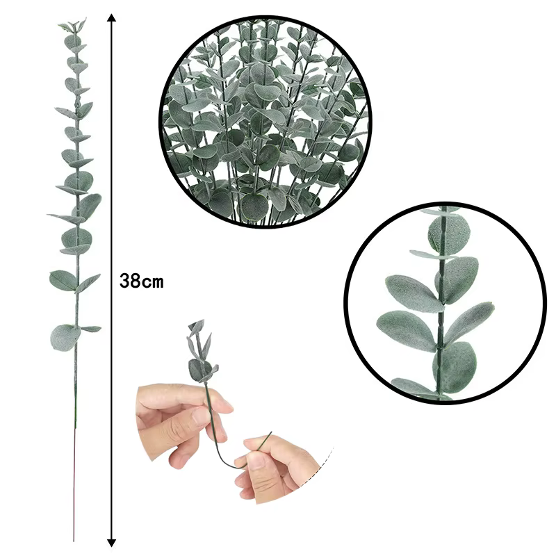 Yannew 12 pièces tiges d'eucalyptus artificielles argent Dollar verdure fausses plantes pour Bouquet