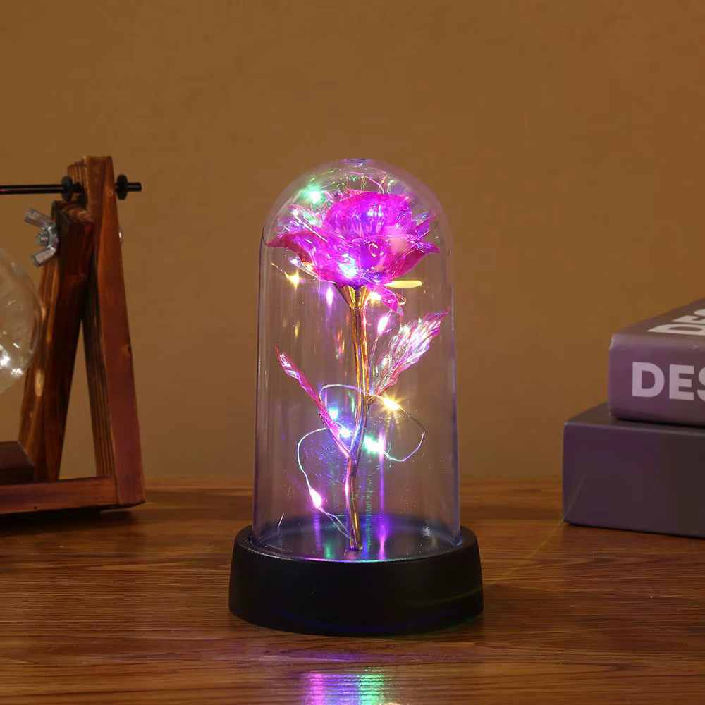 Rose galAct enchantée LED avec lumières dégradées, rose éternelle en breton, fête des mères, fête de