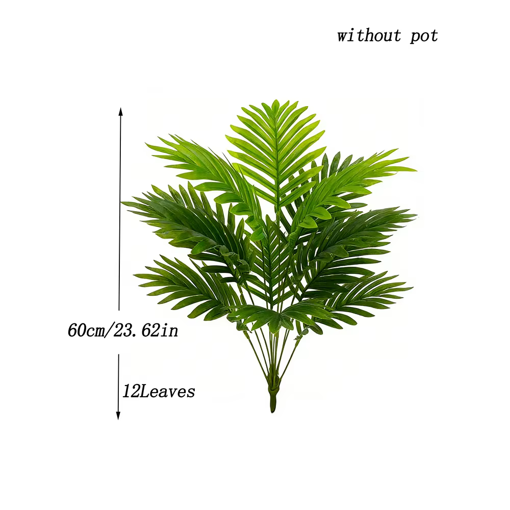 Palmier artificiel de 60-80 cm de hauteur, fausses plantes Monstera, branche en plastique, feuilles 