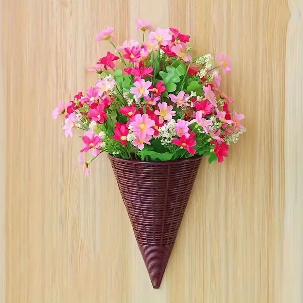Panier de fleurs suspendu en plastique, décoration de la maison, Art Durable, tenture murale en roti