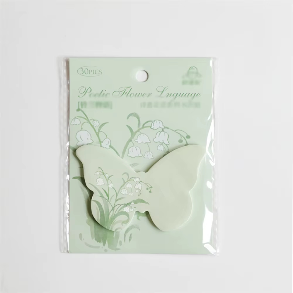 Notes autocollantes « Langage des fleurs » N fois réutilisables, décorations de tente papillon en fo