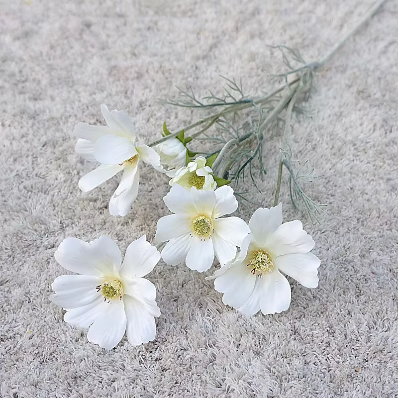 Gesang-Fleurs artificielles pour la décoration intérieure, fleur de cosmos, ornements de salon, 6 tê
