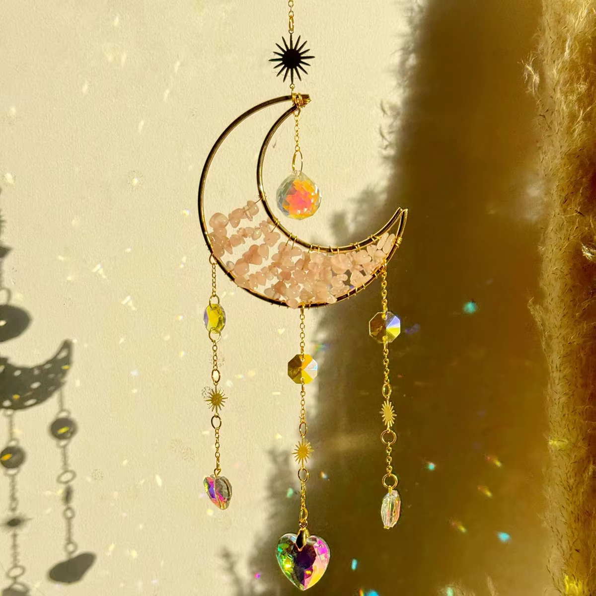 Attrape-soleil en cristal carillons éoliens tenture murale décor prisme cloche à vent attrape-lune a