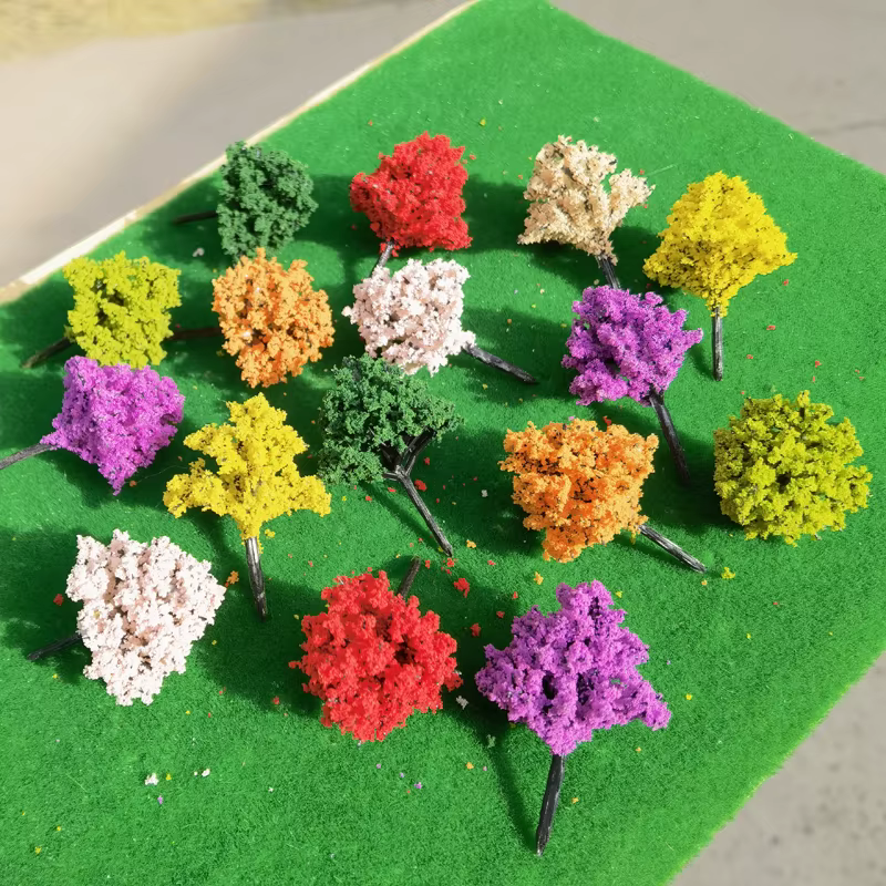 Modèle d'arbre de pêche de Simulation de 5cm de haut, 50 pièces, arbre vert fait à la main, fleur, b