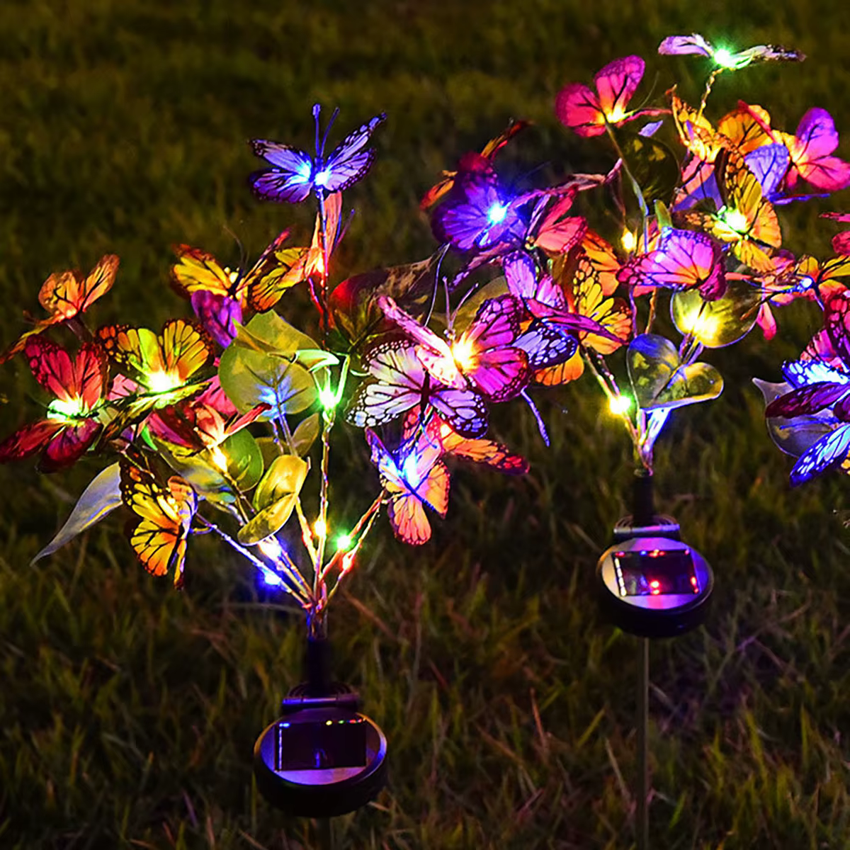 Lampe solaire au sol en forme de fleur de papillon, lampe de jardin solaire d'extérieur, matière pla
