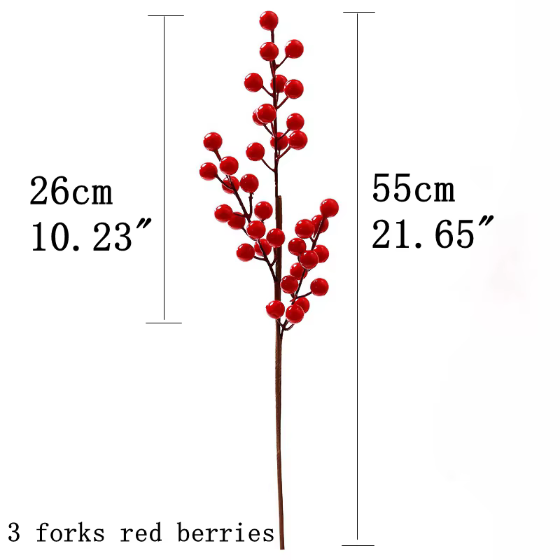 Bouquet de fleurs de baies rouges artificielles branche d'étamine fausse plante pour décor de chambr