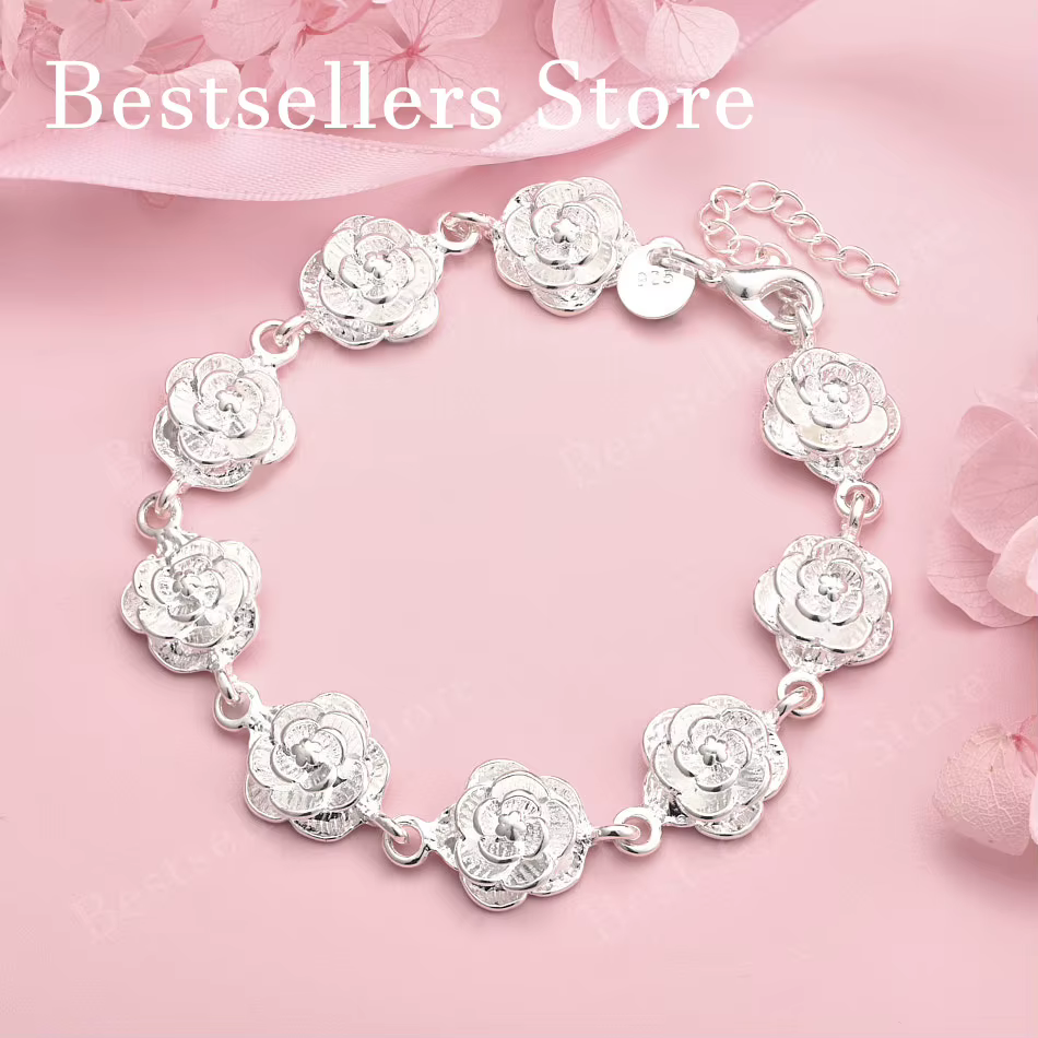 Bracelet luxueux en argent sterling 925 de 8 pouces pour femmes, accessoires de bijoux pour mariage 