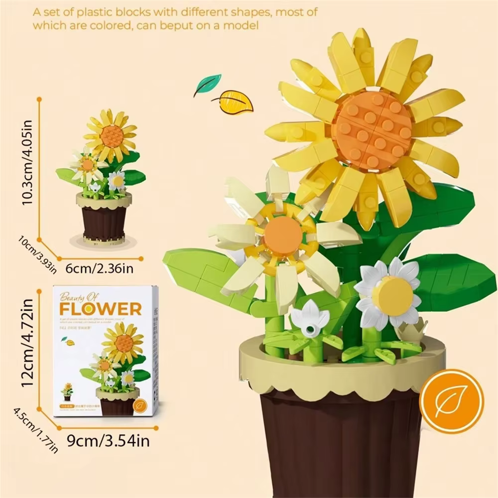 KNEW BUILT – Mini Bouquet de fleurs, blocs de construction modèle 3D, cadeau de vacances idéal pour 