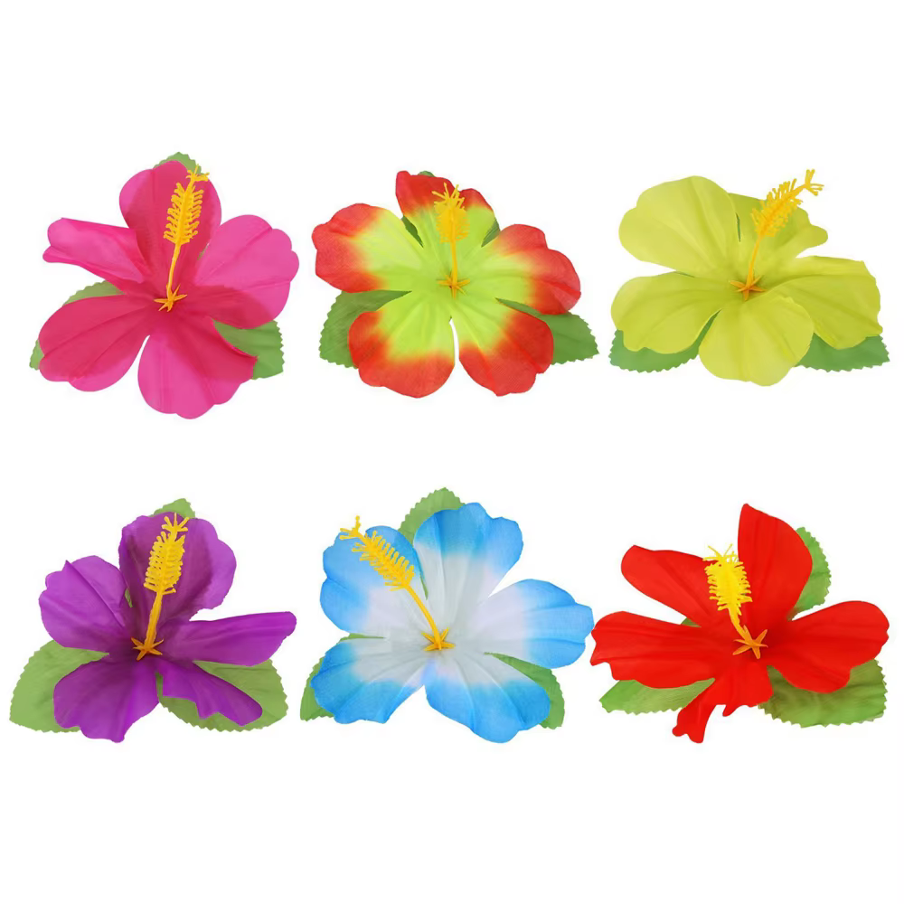 Fleurs d'hibiscus hawaïennes pour fête d'été, fleurs artificielles, décoration de table pour la mais