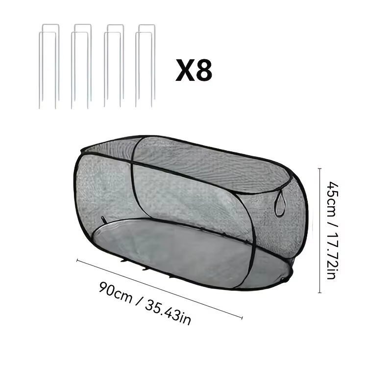 1 ensemble de couvertures pliables pour la protection des plantes, équipées de 8 piquets de fixation