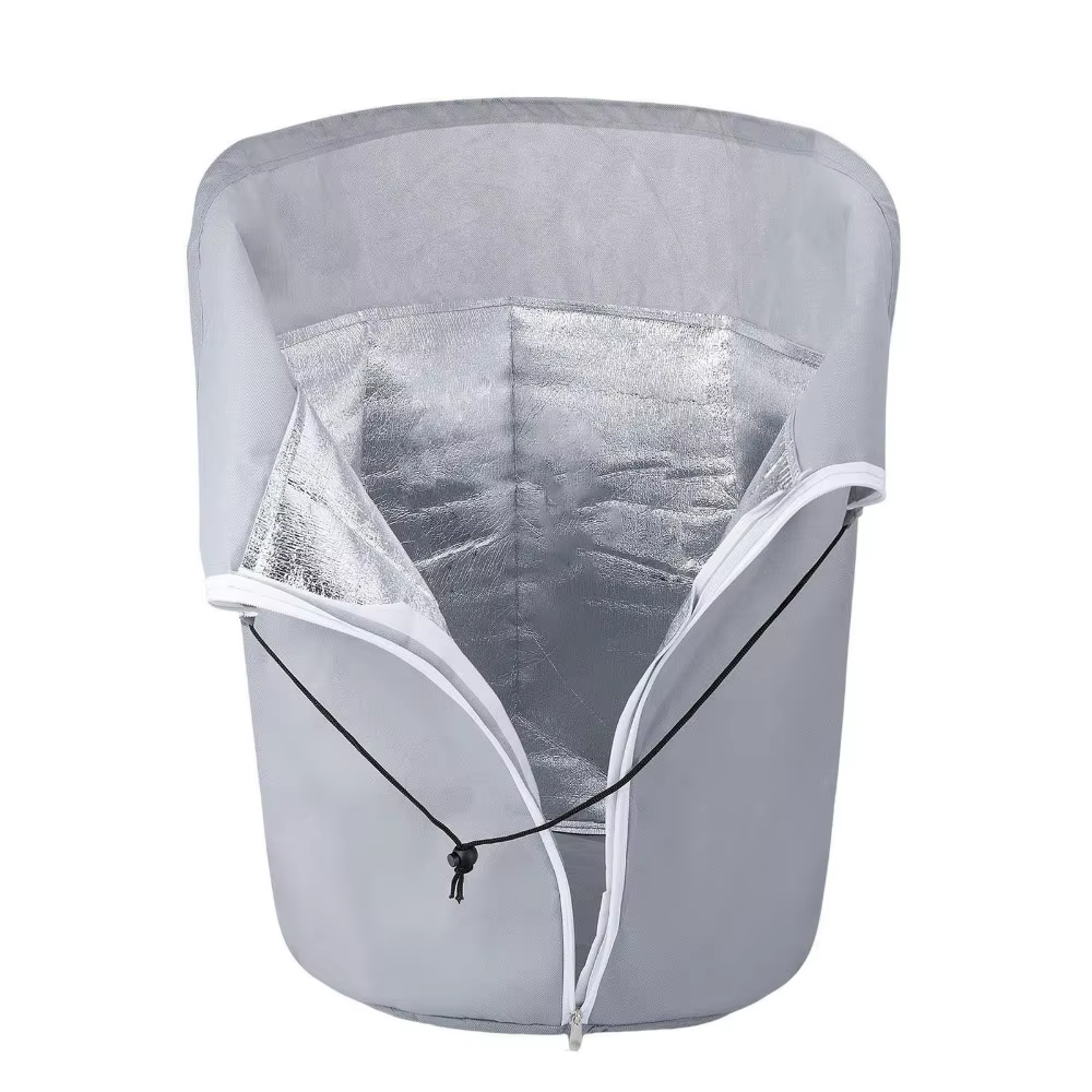 Housse de protection réutilisable pour plantes, avec fermeture éclair et cordon de serrage, en tissu