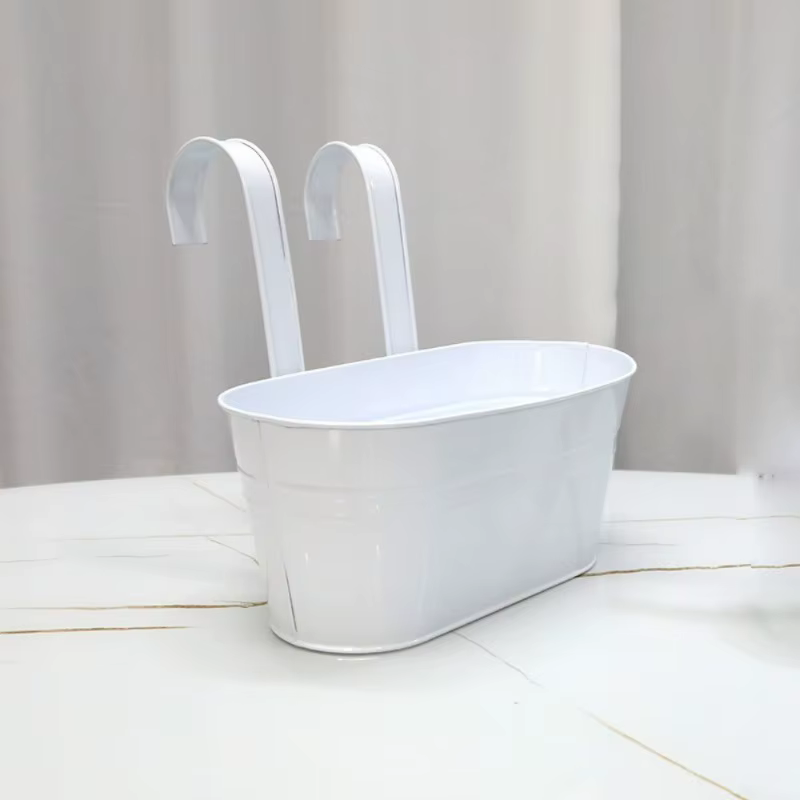 Pots de fleurs en fer avec trous et crochets de proximité, jardinières pour plantes extérieures, gar