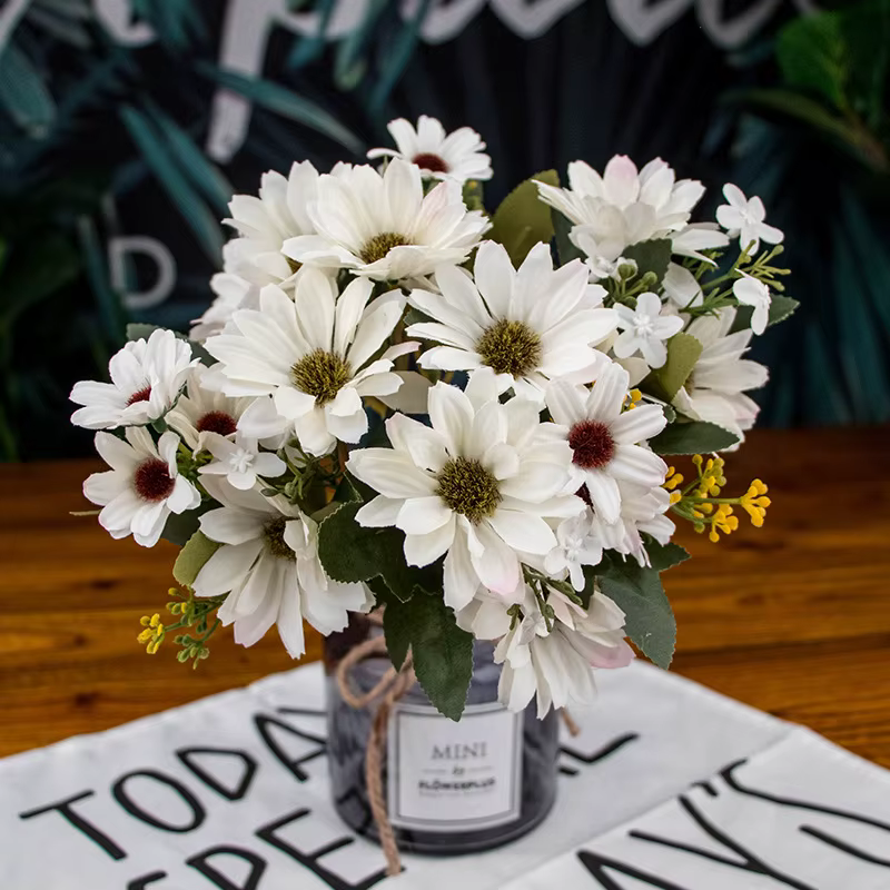Fleur de marguerite pour le bricolage, bouquet de tournesol en soie pour mariage, maison, décoration