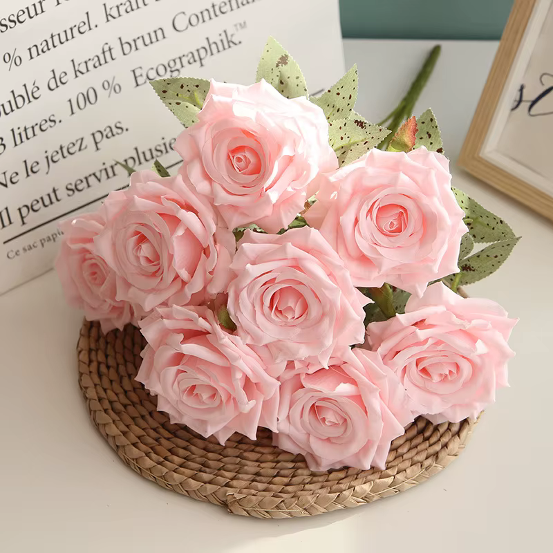Roses Artificielles pour Décoration de Maison, Bouquet de Fleurs d'Automne Blanches, Décor de Bureau